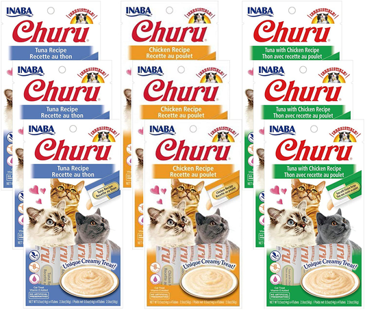 INABA Churu Lickable Purée Natural Cat Treats (Tuna and Chicken Variety Pack, 36 Tubes) Animals & Pet Supplies > Pet Supplies > Cat Supplies > Cat Treats INABA   