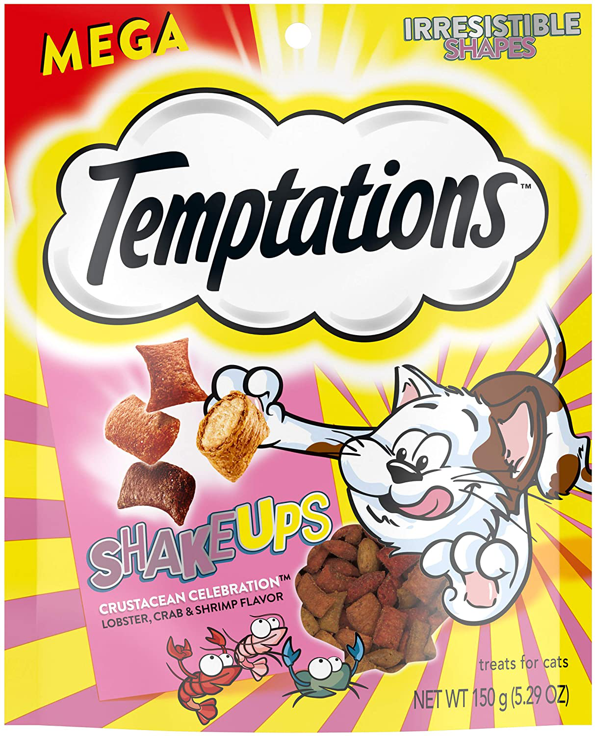 TEMPTATIONS Mixups & Shakeups Crunchy and Soft Cat Treats, 5 - 6.3 Oz. (10 Packs and Single Packs) Animals & Pet Supplies > Pet Supplies > Cat Supplies > Cat Treats Mars Petcare NEW! ShakeUps Lobster, Crab, Shrimp 5.29 Ounce.