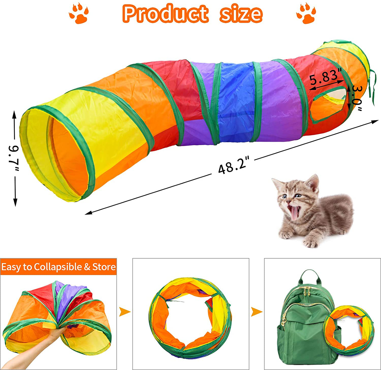 Malier 20 PCS Cat Kitten Toys Set, Collapsible Cat Tunnels for Indoor Cats, Interactive Cat Feather Toy Fluffy Mouse Crinkle Balls Toys for Cat Puppy Kitty Kitten Rabbit (A-Rainbow) Animals & Pet Supplies > Pet Supplies > Cat Supplies > Cat Toys Malier   