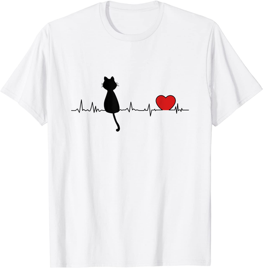 Cat Heartbeat - Funny Cat T-Shirt Animals & Pet Supplies > Pet Supplies > Cat Supplies > Cat Apparel Cute Cat Heartbeat for cat lovers   