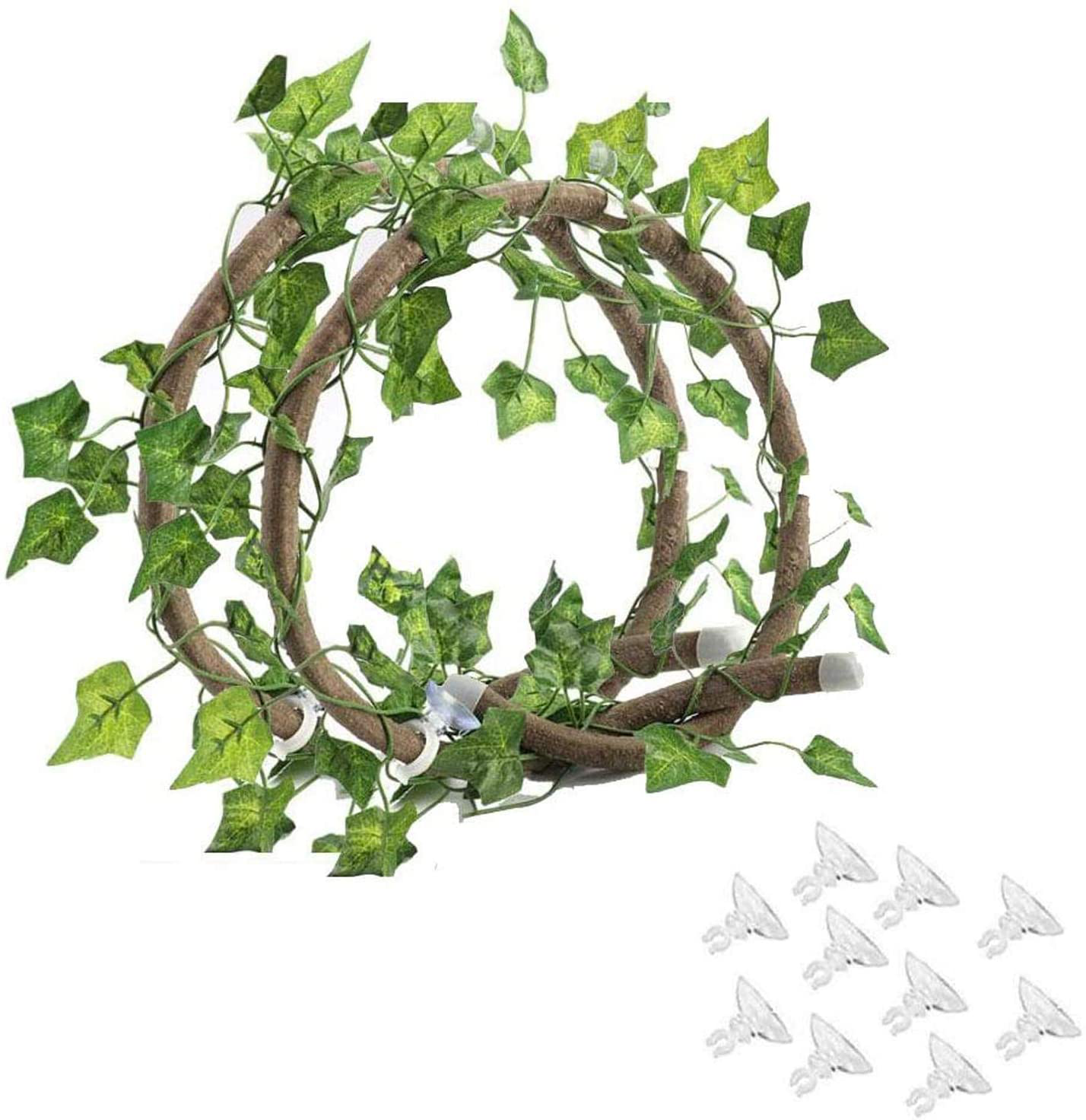 Tfwadmx Reptiles Jungle Vines Bend a Branch Ivy 4Pcs Artificial Fake Leaves Habitat Ornaments for Chameleons, Snakes, Lizards, Frogs