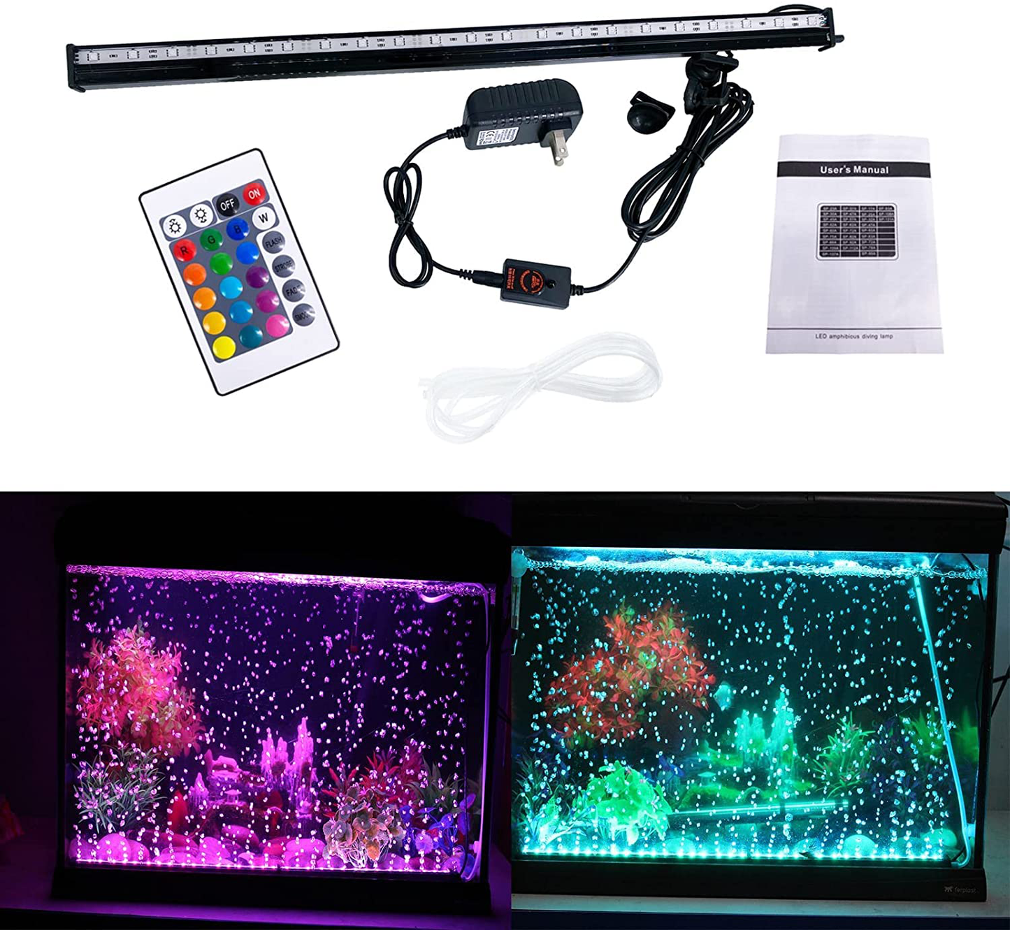 HCDMRE LED Air Bubble Light Aquarium Light Underwater Submersible Fish Tank Light Color Changing Making Oxygen Aquarium Tools,Us Plug,46Cm/18.1" Animals & Pet Supplies > Pet Supplies > Fish Supplies > Aquarium Lighting Dou-Ge HCDMRE   