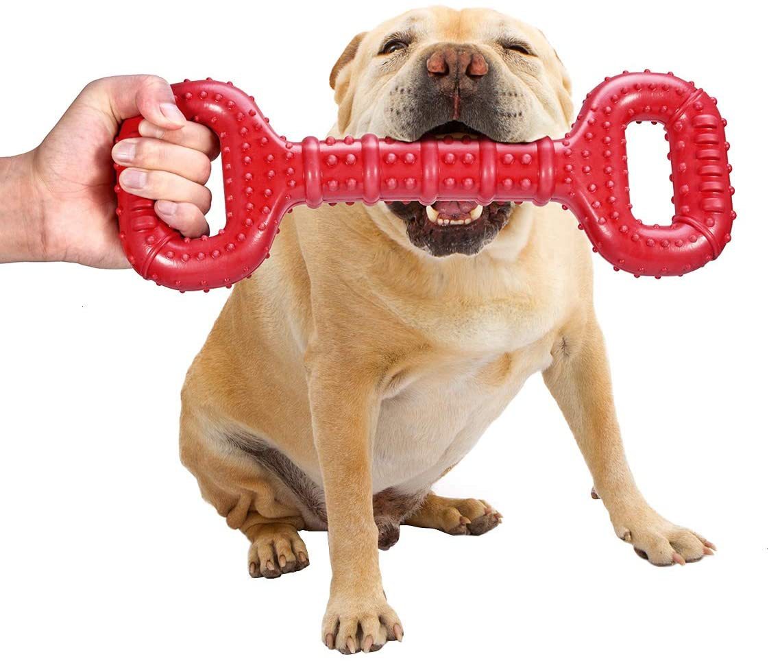 Feeko Dog Toys for Aggressive Chewers Large Breed 15 Inch Interactive Dog Toy Large Indestructible Dog Toys with Convex Design Natural Rubber Tug-Of-War Toy for Medium and Large Dogs Tooth Cleaning Animals & Pet Supplies > Pet Supplies > Dog Supplies > Dog Toys Feeko Red  
