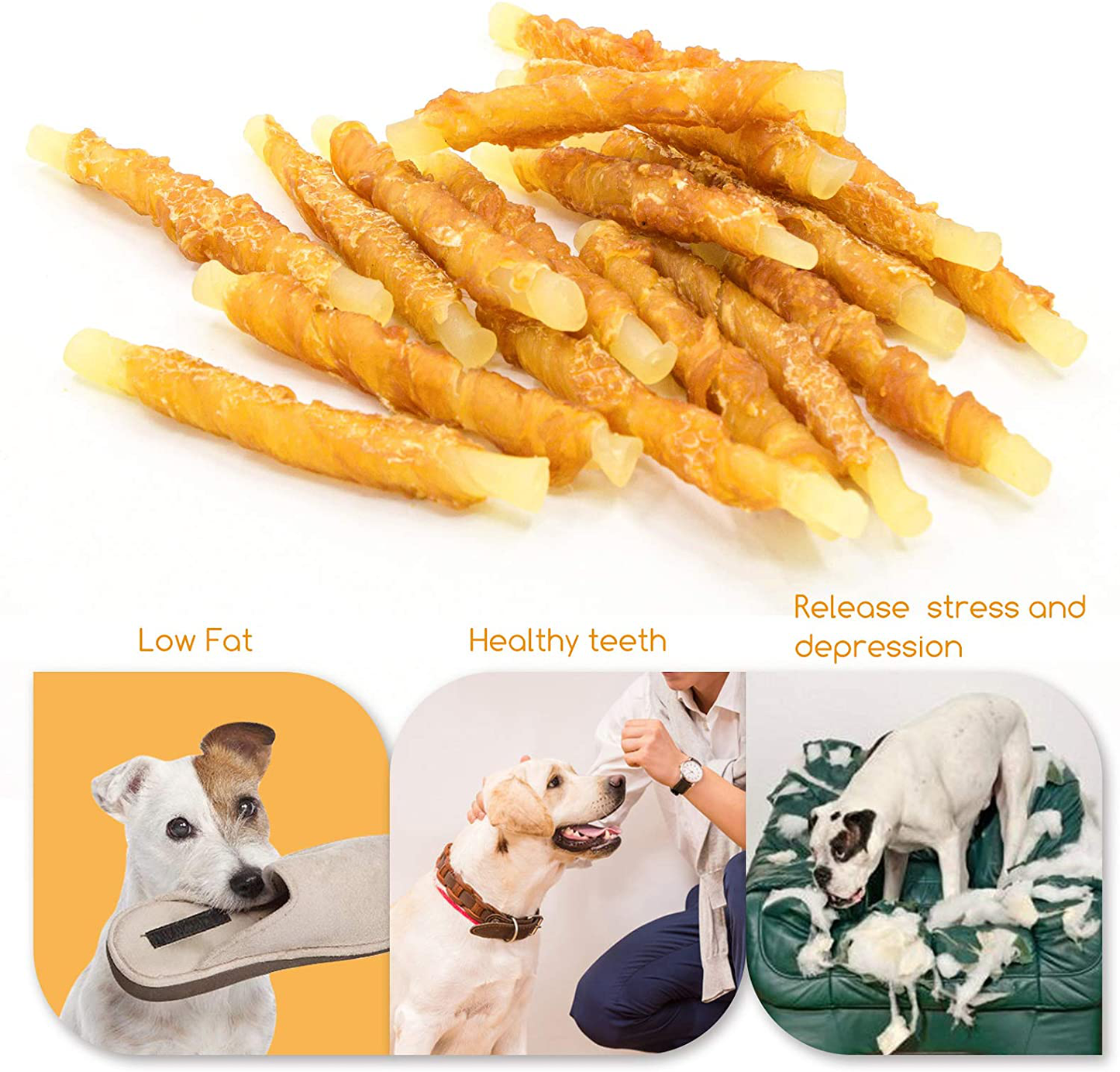 Jungle Calling Rawhide Free Healthy Treats for Dogs, Chicken Wrapped Cod Sticks Dog Treats,Soft Chewy Treats for Training Rewards.Promotes Healthy Chewing 0.7Lb/300G Animals & Pet Supplies > Pet Supplies > Small Animal Supplies > Small Animal Treats Jungle Calling   