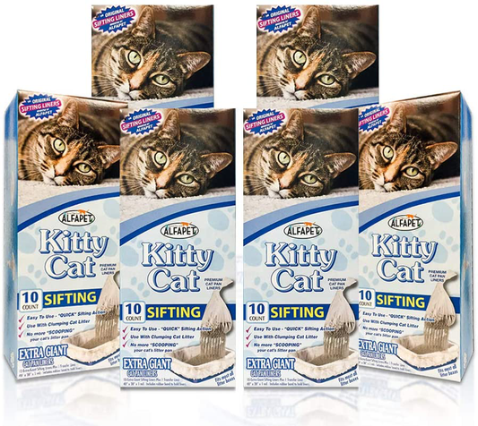 Alfapet Kitty Cat Pan Disposable, Sifting Liners- 10-Pack + 1 Transfer Liner-For Large, X-Large, Giant, Extra-Giant Size Litter Boxes-Included Rubber Band for Firm, Easy Fit - Pack of 6 Animals & Pet Supplies > Pet Supplies > Cat Supplies > Cat Litter Box Liners Alfapet   