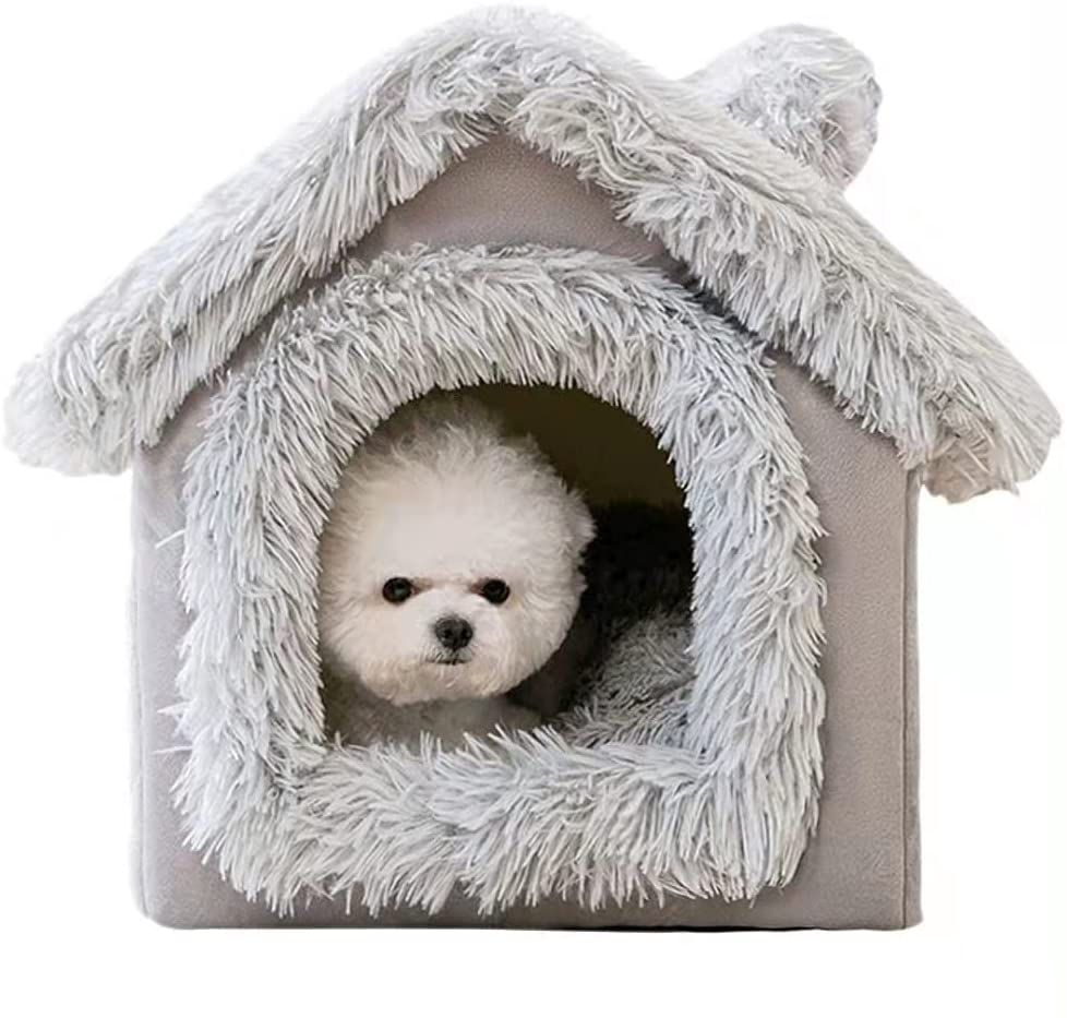 Indoor Dog House Warm Dog House Kennel Bed Mat with Removable Cushion for Small Medium Large Dogs Cats, Cute Winter Cat Nest Puppy Cave Animals & Pet Supplies > Pet Supplies > Dog Supplies > Dog Houses Aquarius CiCi M  