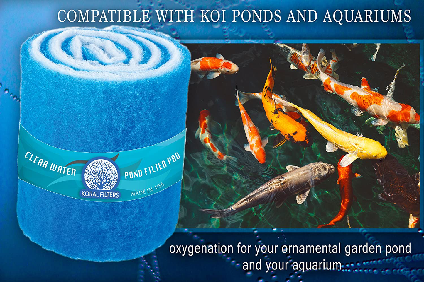 Koral Filters PRO Koi Pond Filter Pad Media Roll - Blue Bonded - 12 Inches by 72 Inches (6 Ft) by 1.25 Inches - Cut to Fit - Durable - Fish and Reef Aquarium Compatible Animals & Pet Supplies > Pet Supplies > Fish Supplies > Aquarium Filters Koral Filters   