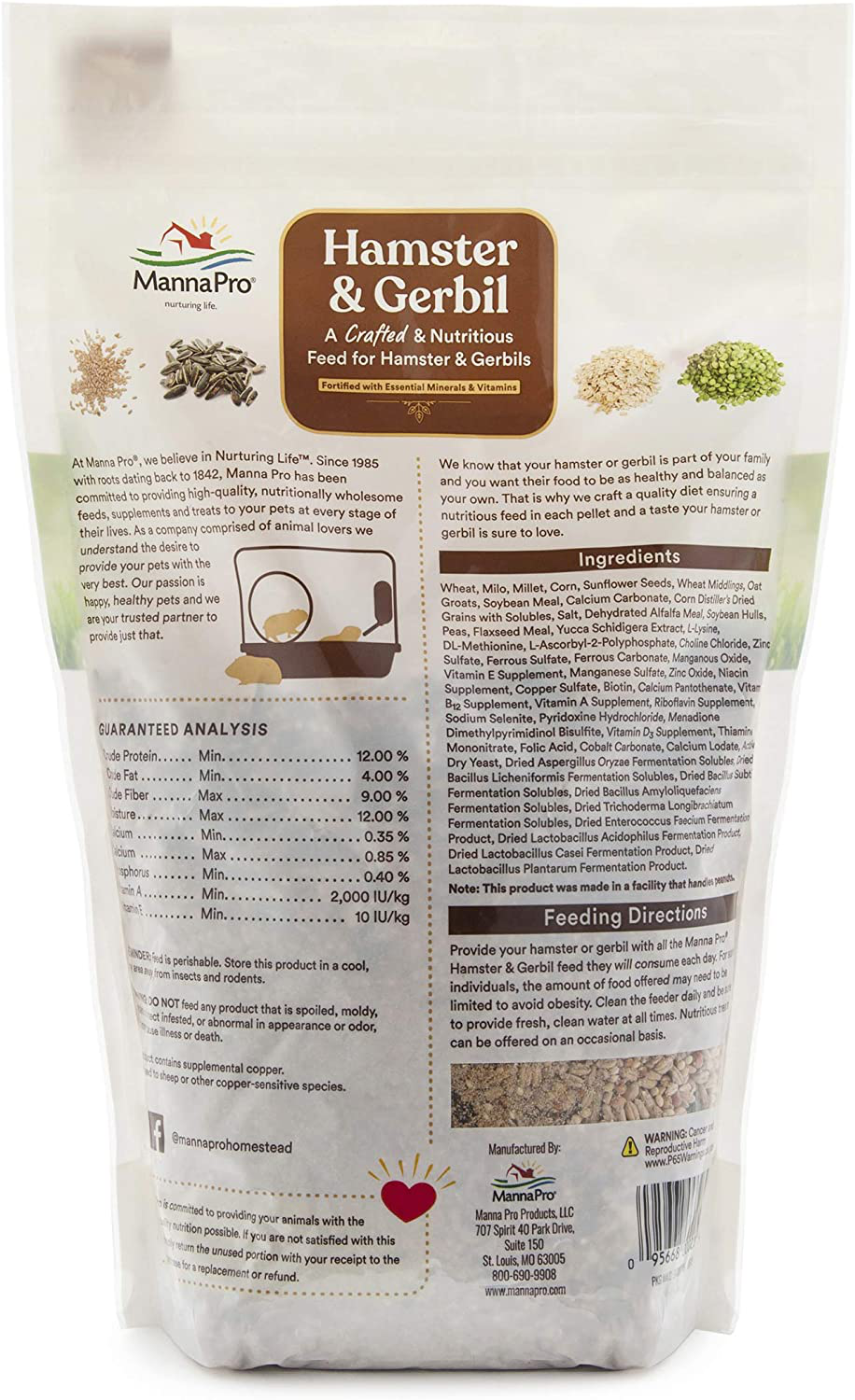 Manna Pro Hamster & Gerbil Feed | Feed with Vitamins & Minerals for Hamsters & Gerbils | No Artificial Colors or Flavors | 2.5 Lb Animals & Pet Supplies > Pet Supplies > Small Animal Supplies > Small Animal Food Manna Pro   