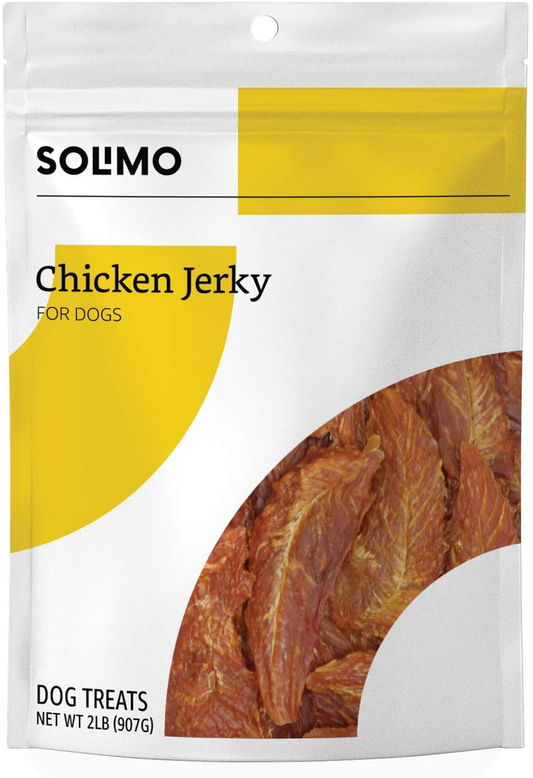 Amazon Brand - Solimo Jerky Dog Treats, 2 Lb Bag (Chicken, Duck, Sweet Potato Wraps)