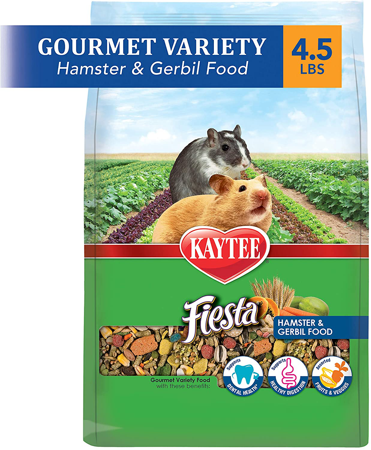 Kaytee Fiesta Hamster and Gerbil Food 4.5 Lb, Fortified Gourmet Diet