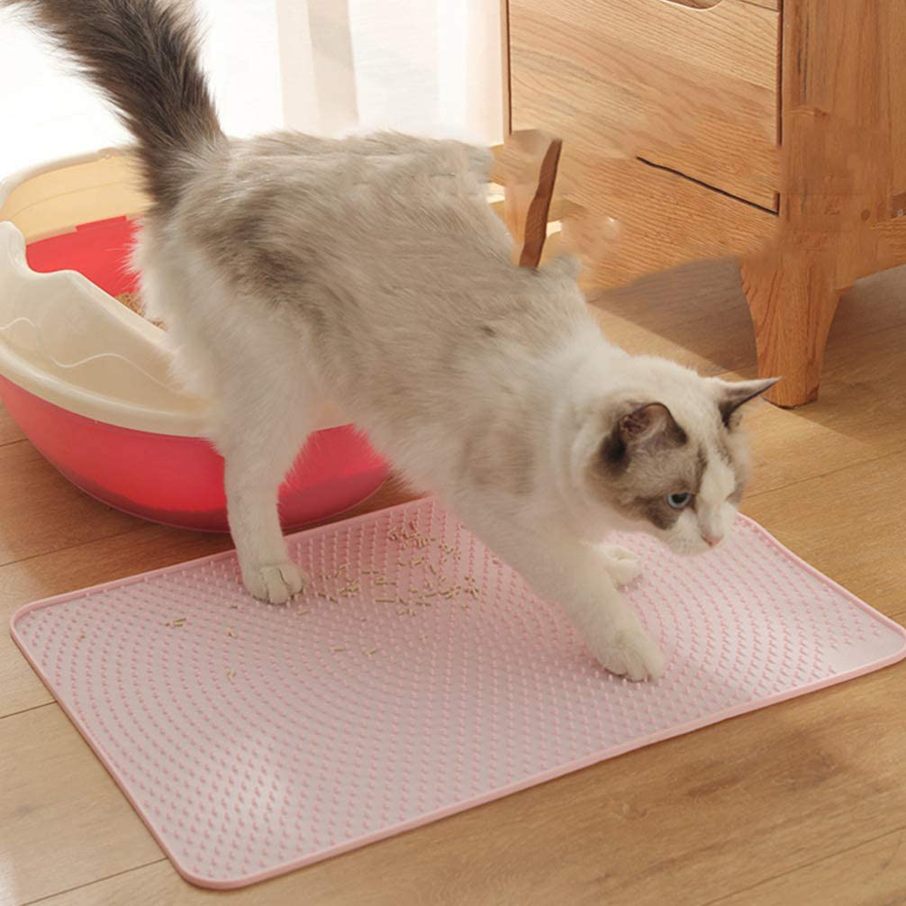 POPETPOP Cat Litter Mat Trapper Waterproof Cat Mat Litter Rug Easy Clean for Litter Box Anti-Slip Placemat for Cats (Pink) Animals & Pet Supplies > Pet Supplies > Cat Supplies > Cat Litter Box Mats POPETPOP   