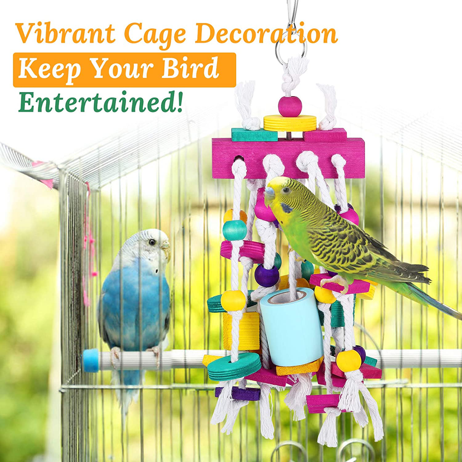 Pawaboo Pet Bird Chewing Toys, Parrot Cage Bite Toys, Bird Tearing Entertaining Toys, Multicolored Wooden Block Tearing Toys for Small and Medium Parrots and Pet Birds, Colorful Animals & Pet Supplies > Pet Supplies > Bird Supplies > Bird Treats Pawaboo   