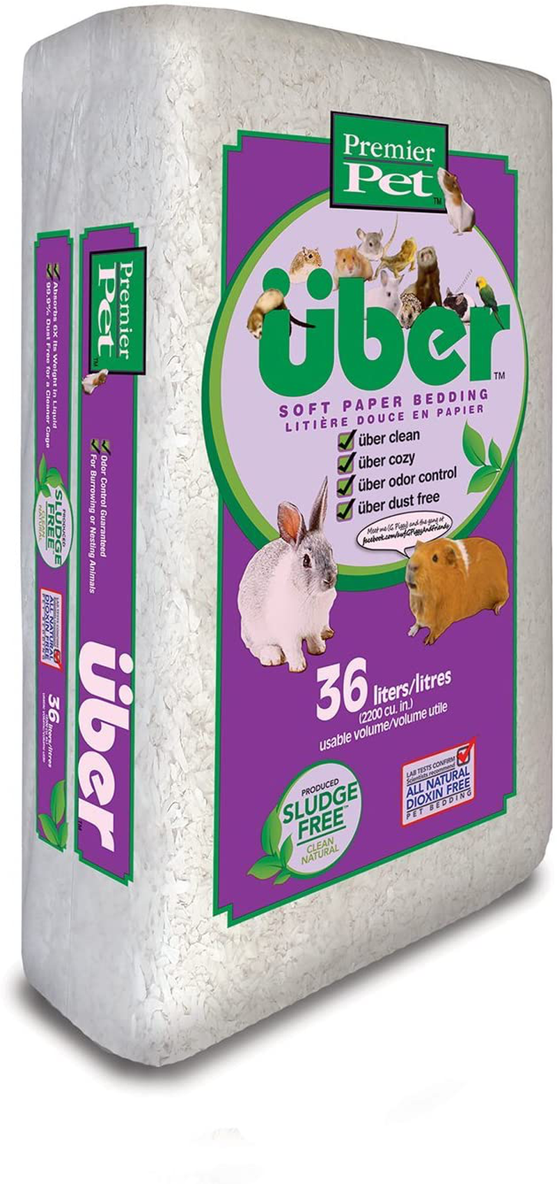 Premier Pet Premium Uber Paper Bedding Cozy and Fun for Small Animal Bedding, 500, White