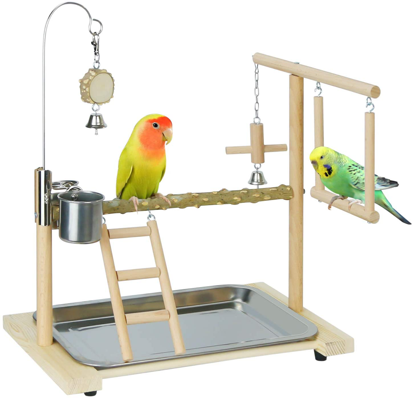 Loghot Bird Playground Parakeet Playground Parrot Playstand Bird Perches Nest Play Stand Wood Play Gym Stand with Metal Toy Hook Animals & Pet Supplies > Pet Supplies > Bird Supplies > Bird Gyms & Playstands Loghot   