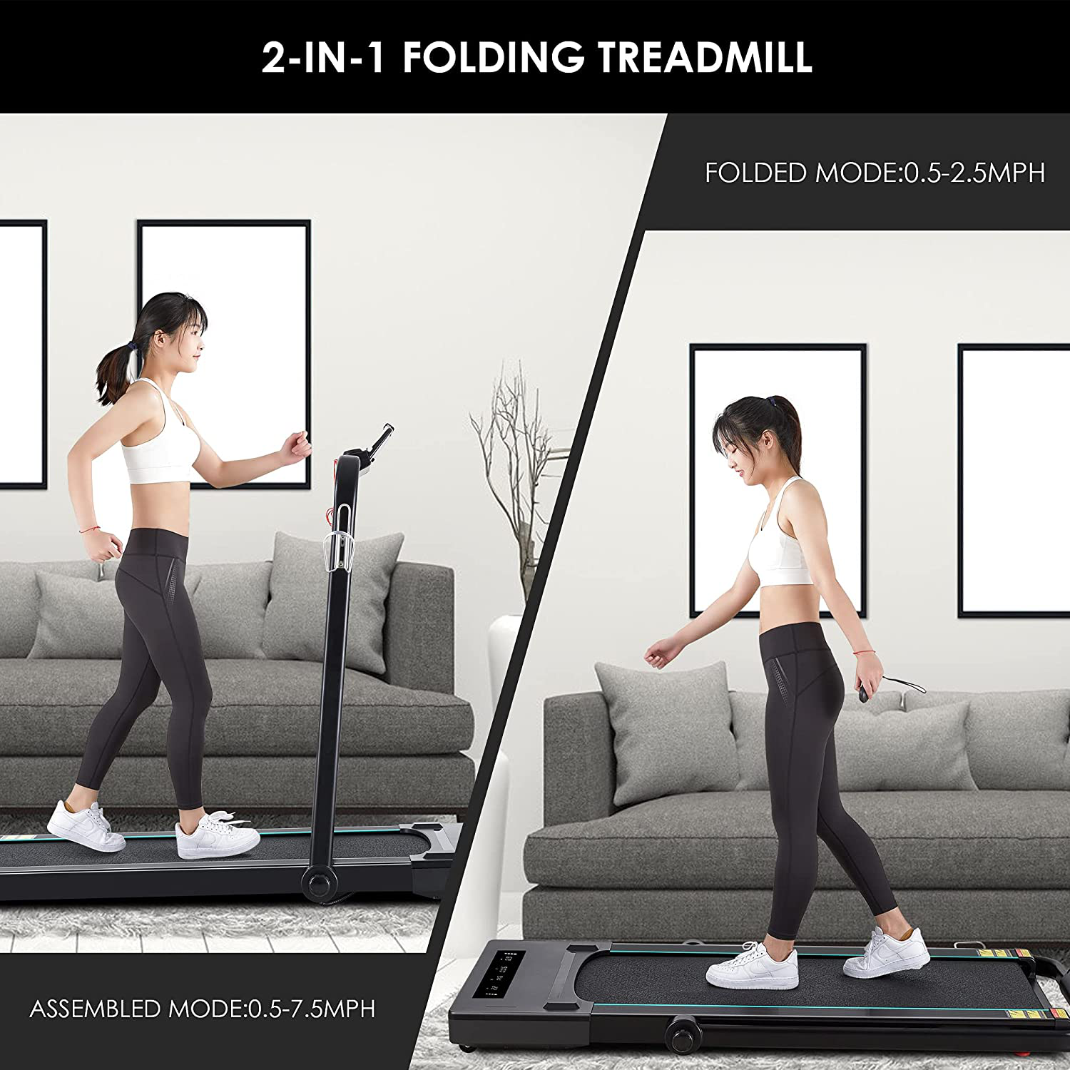 Under Desk Treadmill 17'' Treadmill Folding Electric Treadmill for Home/Office 2-In-1 Walking Running Machine with Remote Control Installation-Free Space Saving Animals & Pet Supplies > Pet Supplies > Dog Supplies > Dog Treadmills N \ A   