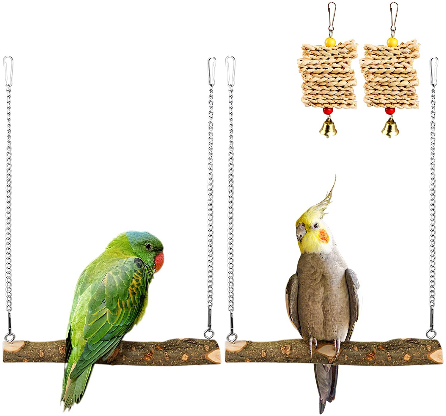 Roundler Pet Bird Swing, Parrot Cage Toys, Natural Wooden Swing Toys for Parakeet Cockatoo Cockatiel Conure Lovebirds Canaries Little Macaw African Parrot … Animals & Pet Supplies > Pet Supplies > Bird Supplies > Bird Cage Accessories Roundler   