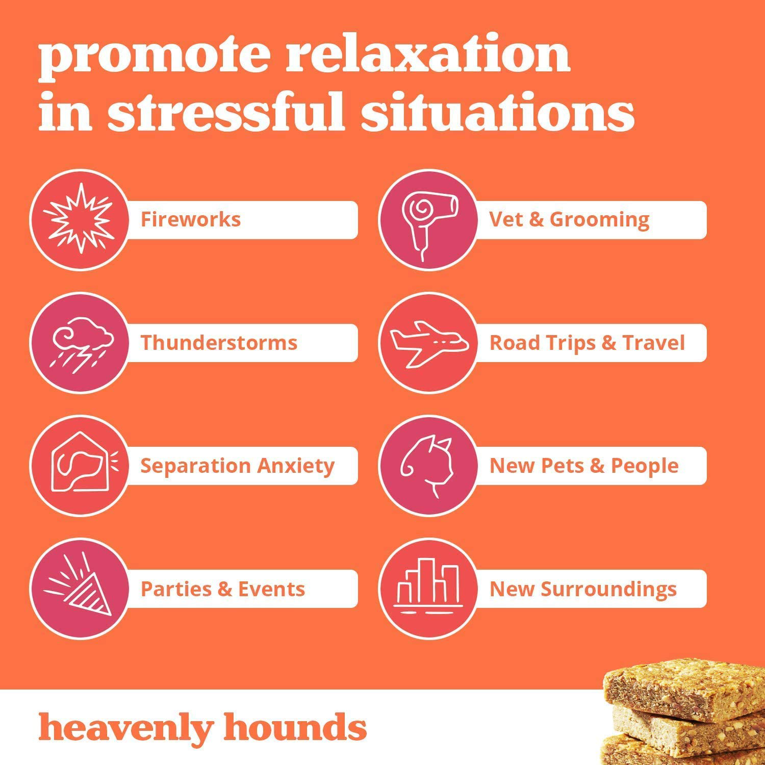 Heavenly Hounds Dog Calming Treats without Hemp | Peanut Butter Flavored Dog Relaxant Chew for Stress, Aggression, Anxiety and Hyperactivity Animals & Pet Supplies > Pet Supplies > Bird Supplies > Bird Treats Heavenly Hounds   