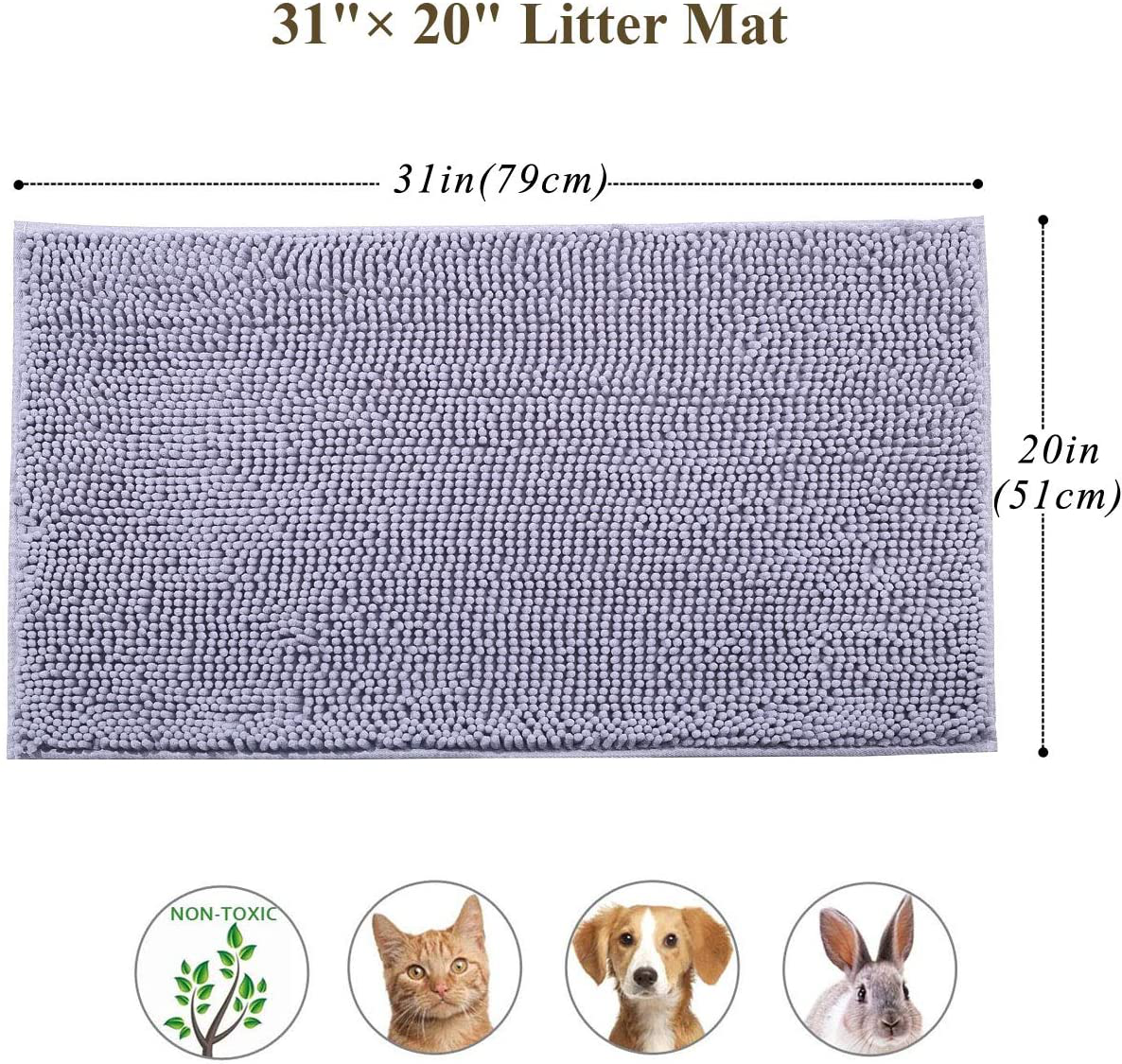 Vivaglory 3D Design Microfiber Cat Litter Mats Trap All Kind of Litter, 31"× 20" or 35"× 25" Large Litter Mat with Waterproof Back, Super Soft to Walk On, Machine Washable Animals & Pet Supplies > Pet Supplies > Cat Supplies > Cat Litter Box Mats Vivaglory   