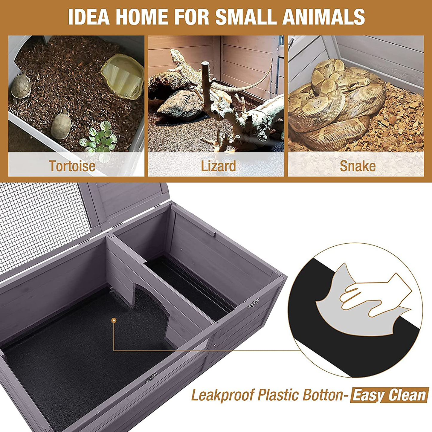 Tortoise Enclosure Tortoise House with Lamp Holder,Large Reptile Habitat Hide for Turtles,Lizards and Other Small Animals,Indoor and Outdoor Use Animals & Pet Supplies > Pet Supplies > Reptile & Amphibian Supplies > Reptile & Amphibian Habitats GUTINNEEN   