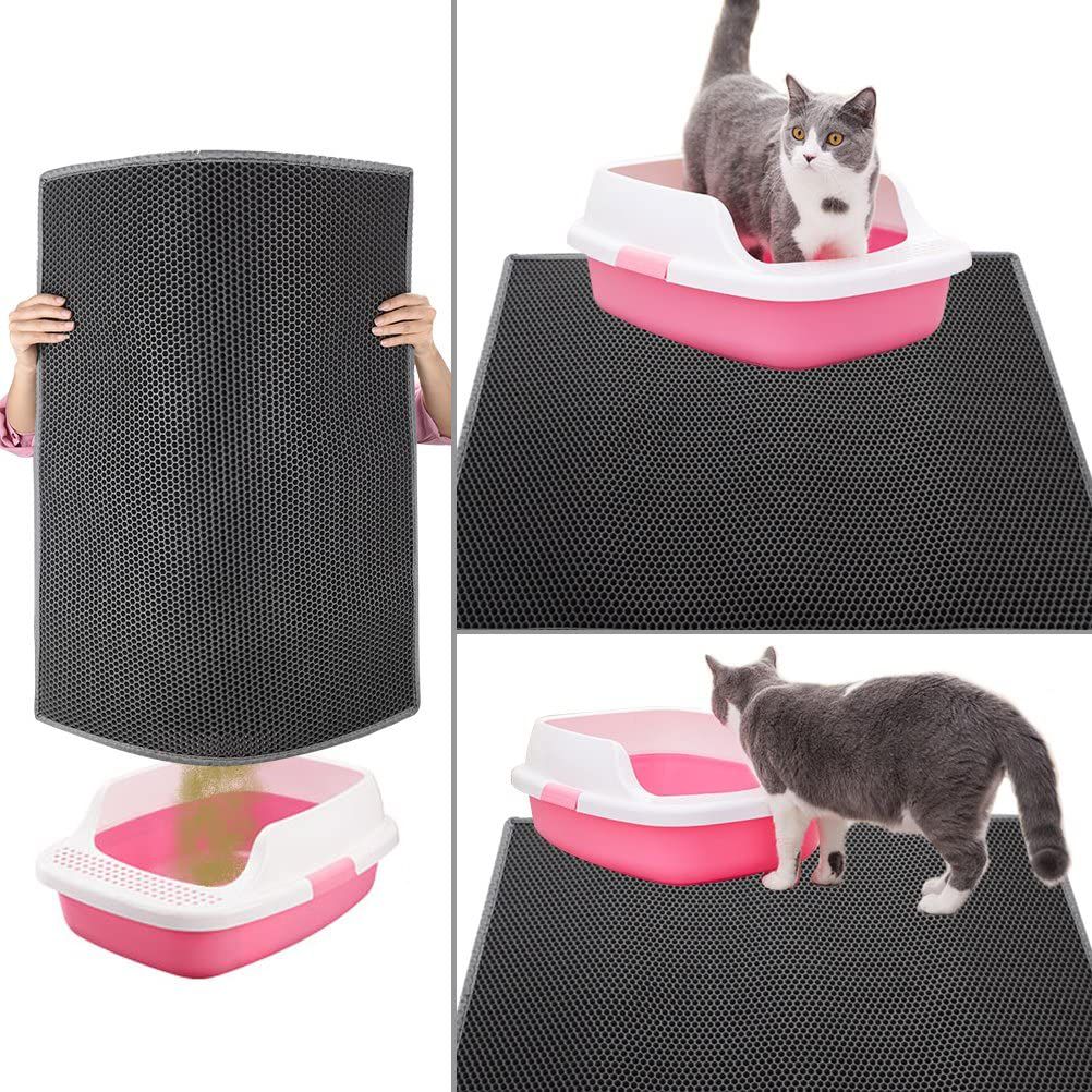 Pieviev Cat Litter Mat Anti-Tracking Litter Mat, 30" X 24" Inch Honeycomb Double Layer Waterproof Urine Proof Trapping Mat for Litter Boxes, Large Size Easy Clean Scatter Control (Scoop Included) Animals & Pet Supplies > Pet Supplies > Cat Supplies > Cat Litter Box Mats Pieviev   