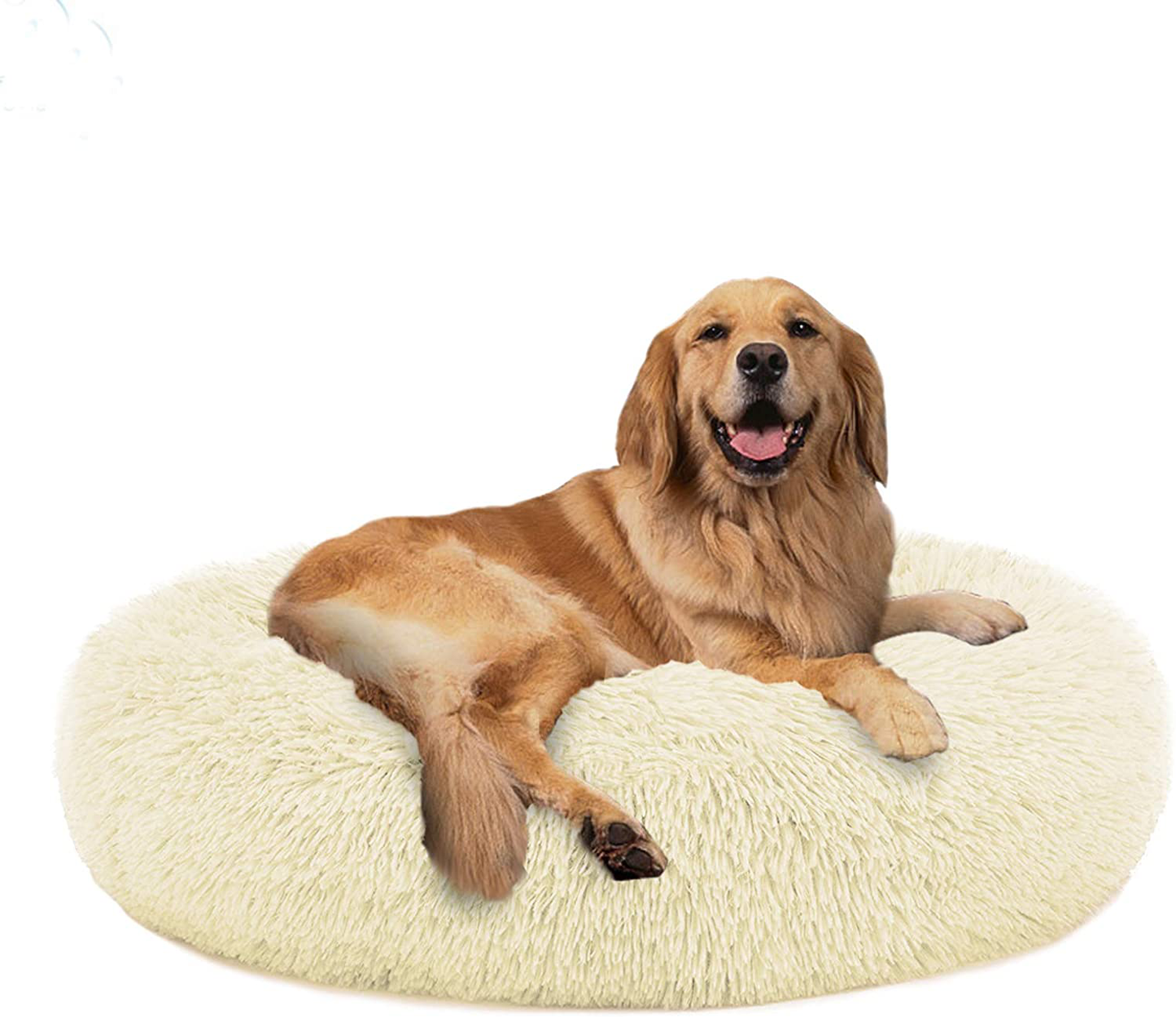 PUPPBUDD Calming Dog Bed Cat Bed Donut, Faux Fur Pet Bed Self-Warming Donut Cuddler, Comfortable round Plush Dog Beds for Large Medium Dogs and Cats (24"/32"/36"/44")
