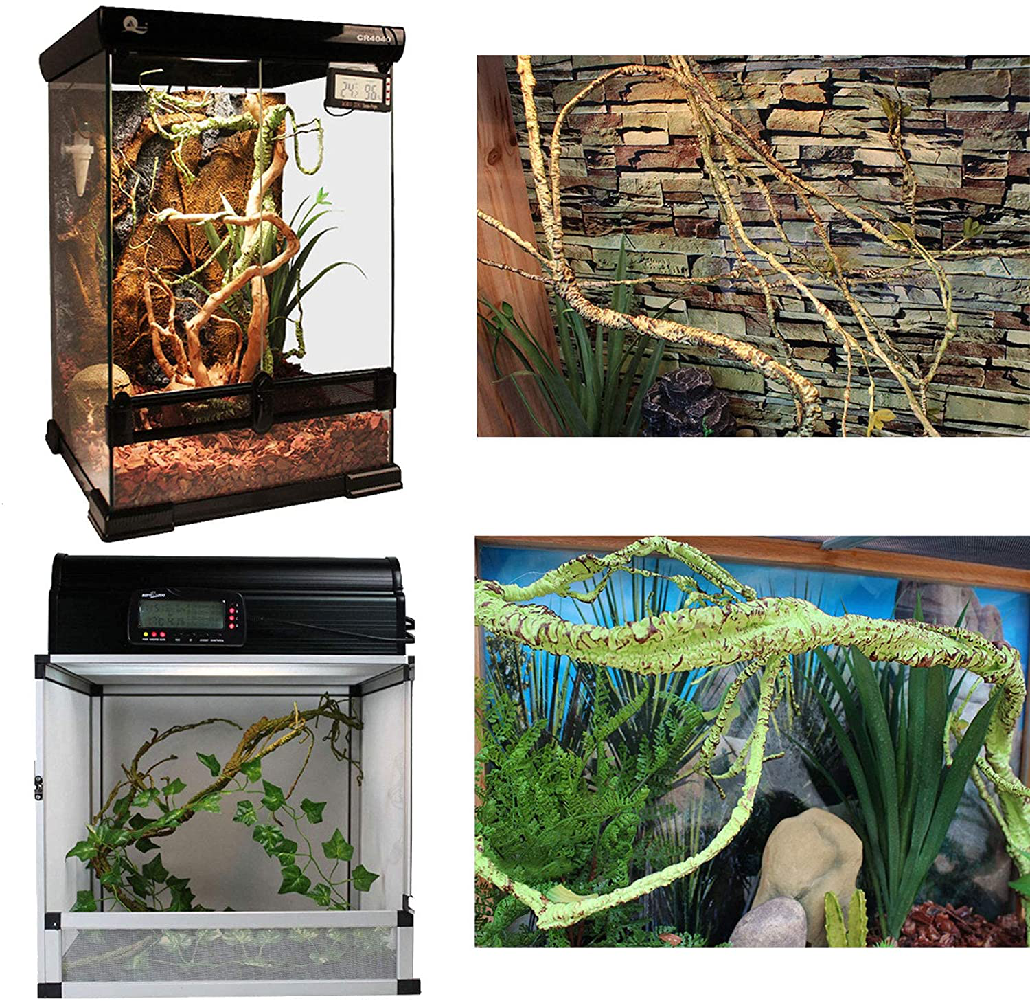 Reptile Vines Plants Flexible Bendable Jungle Climbing Fake Vine Terrarium Plastic Plant Leaves Pet Tank Habitat Decor for Bearded Dragons Lizards Geckos Snakes Frogs Animals & Pet Supplies > Pet Supplies > Reptile & Amphibian Supplies > Reptile & Amphibian Substrates kathson   