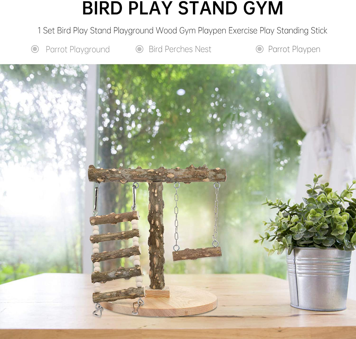 Balacoo Pet Play Stand for Birds-Parrot Playstand Bird Play Stand Wood Perch Gym Playpen Ladder Exercise Play Animals & Pet Supplies > Pet Supplies > Bird Supplies > Bird Gyms & Playstands balacoo   