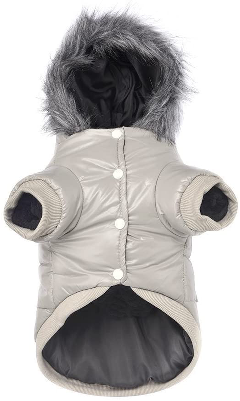 Lesypet Dog Warm Winter Coat, Doggy Coats for Small Dogs Wind Resist Paded Warm Jacket for Puppy Animals & Pet Supplies > Pet Supplies > Dog Supplies > Dog Apparel lesypet Grey Large 