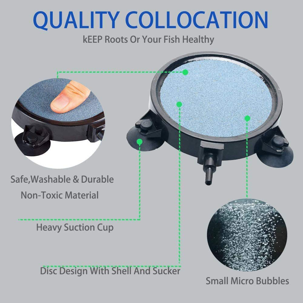 PIVBY 4.2-Inch Air Stone Disc Bubble Diffuser with Suction Cups for Oxygenation in Fresh/Saltwater Tanks, Ponds, Hydroponic, Aquaponics, and as a Decorative Airstone for Aquariums Animals & Pet Supplies > Pet Supplies > Fish Supplies > Aquarium Air Stones & Diffusers PIVBY   