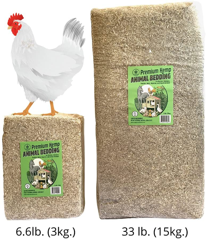 Happy Trees Premium Hemp Animal Bedding for Chicken Coop, Horses, Rabbits, Hamsters, Reptiles, Small Pets - Highly Absorbent, All Natural, Chemical-Free, Low Dust, Eco-Friendly,