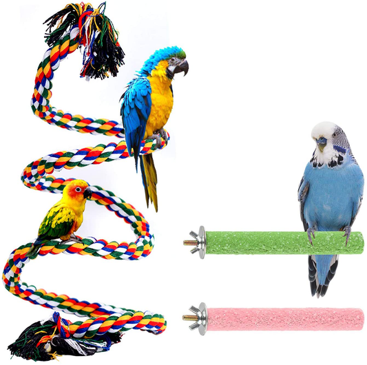 Aumuca Bird Perch Stand Bird Rope Perch Bird Toys 3 Pcs for Parakeets Cockatiels, Conures, Macaws, Lovebirds, Finches Animals & Pet Supplies > Pet Supplies > Bird Supplies > Bird Cage Accessories Aumuca 39 inch (Pack of 3)  