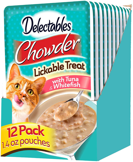 Hartz Delectables Chowder Lickable Wet Cat Treats for Kitten, Adult & Senior Cats, Multiple Flavors Animals & Pet Supplies > Pet Supplies > Cat Supplies > Cat Treats Hartz Tuna & Whitefish 1.4 Ounce (Pack of 12) 