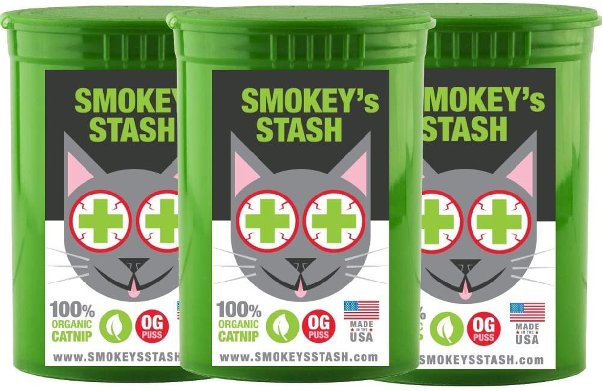 Smokey'S Stash Organic Catnip OG Puss Potent Cat Nip for Cats Small Pop Top Animals & Pet Supplies > Pet Supplies > Cat Supplies > Cat Treats Smokey's Stash 3 pack  