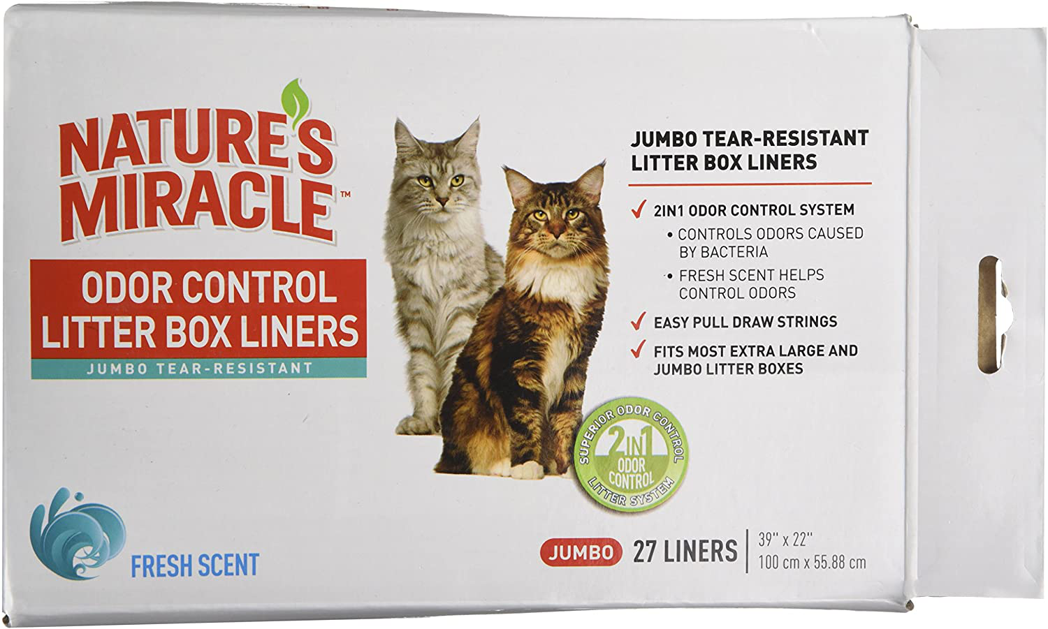 Nature'S Miracle Odor Control Jumbo Litter Box Liners, 27 Count Animals & Pet Supplies > Pet Supplies > Cat Supplies > Cat Litter Box Liners Nature's Miracle   