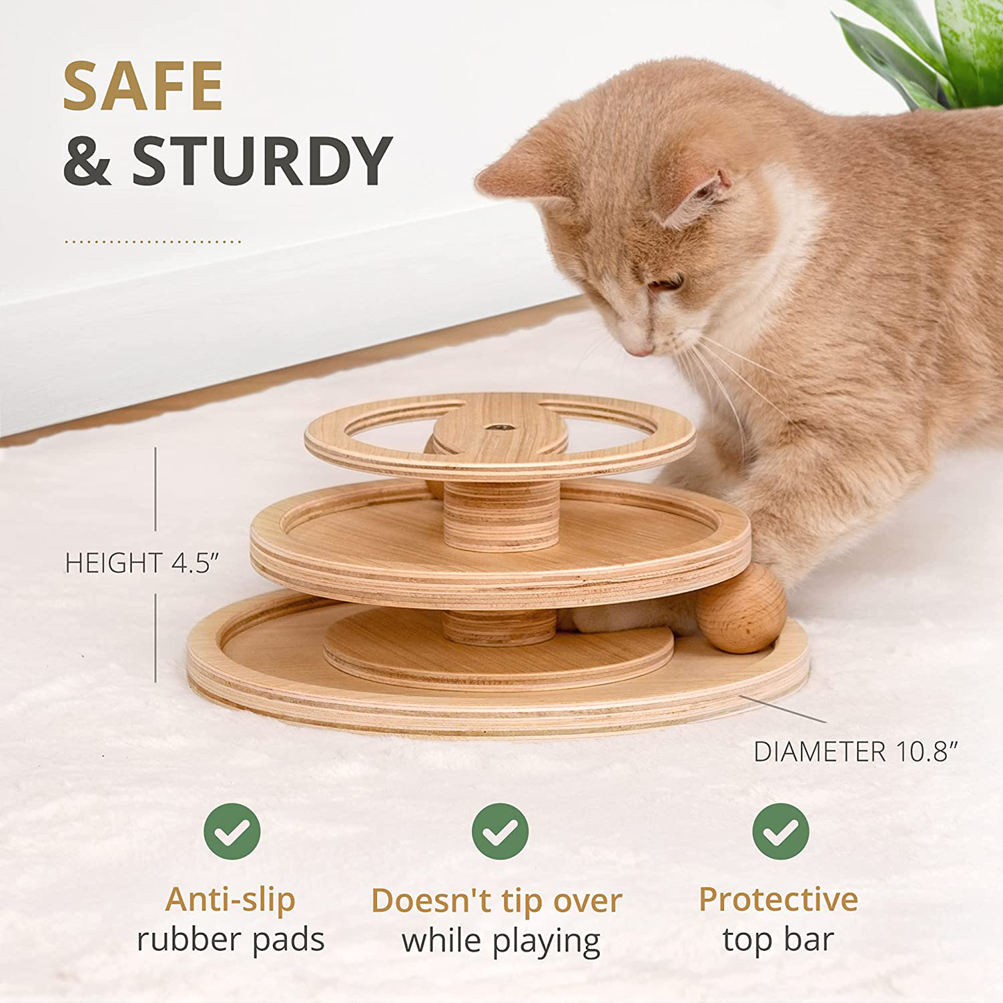 Roller Cat Toy by 7 Ruby Road - Double Layer Wooden Track Balls Turntable – Interactive Cat Toy Balls Fun for Cats and Kitten – Gift for Cats Animals & Pet Supplies > Pet Supplies > Cat Supplies > Cat Toys 7 Ruby Road   