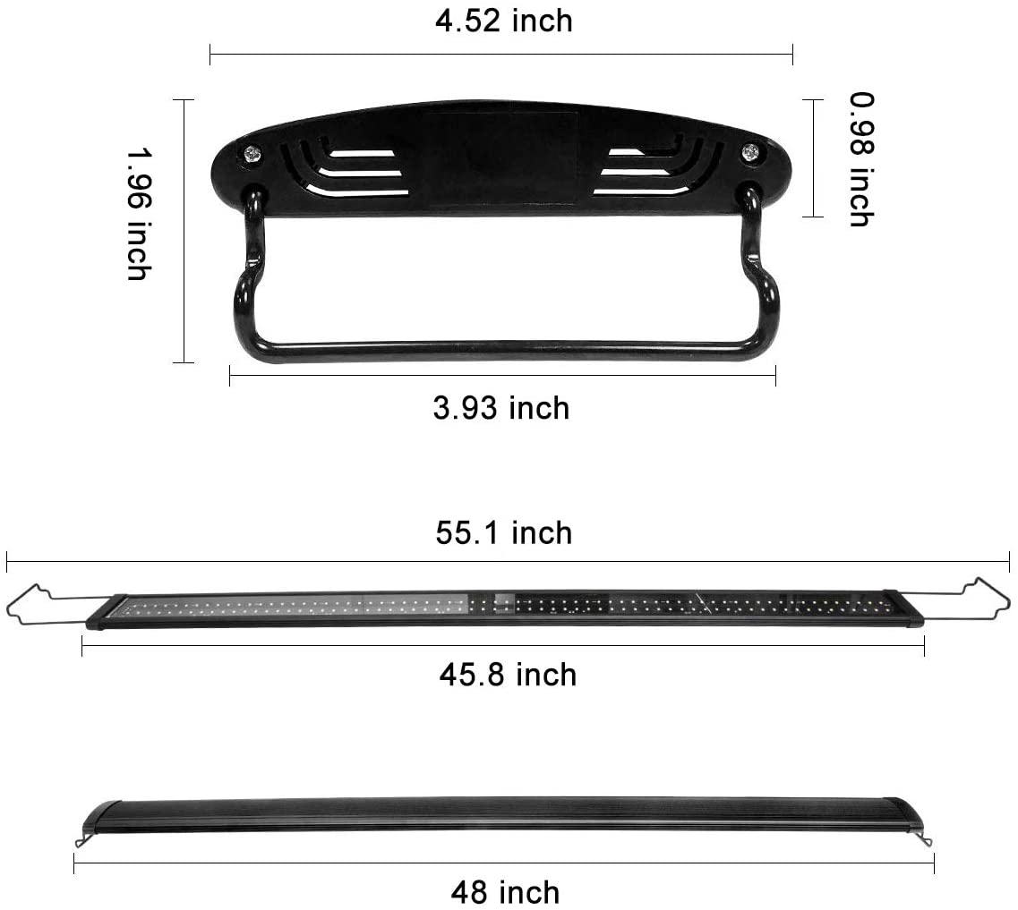 Mingdak Full Spectrum LED Aquarium Light,Fish Tank Light with Aluminum Housing Extendable Brackets,White Blue Red Green Leds for Freshwater Plants,48 to 54-Inch,6500K Animals & Pet Supplies > Pet Supplies > Fish Supplies > Aquarium Lighting MingDak   