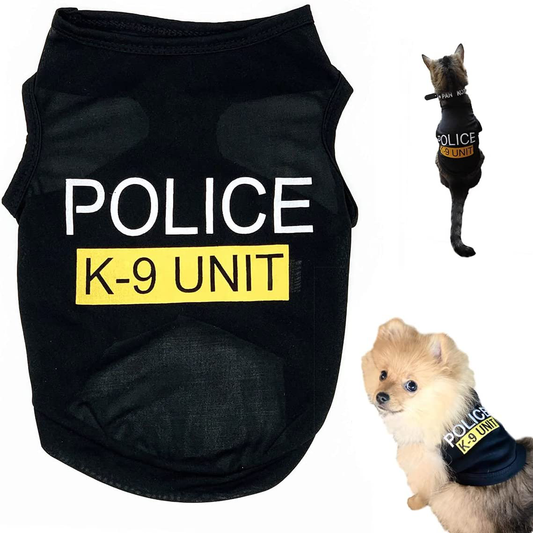 Dog T-Shirt Pet Police Dog Cat Clothes Summer Costumes Puppy Shirt, Breathable Outfits Vest Apparel for Extra Small Medium Doggy Boy and Girl Animals & Pet Supplies > Pet Supplies > Dog Supplies > Dog Apparel TOLOG Black 1 Small