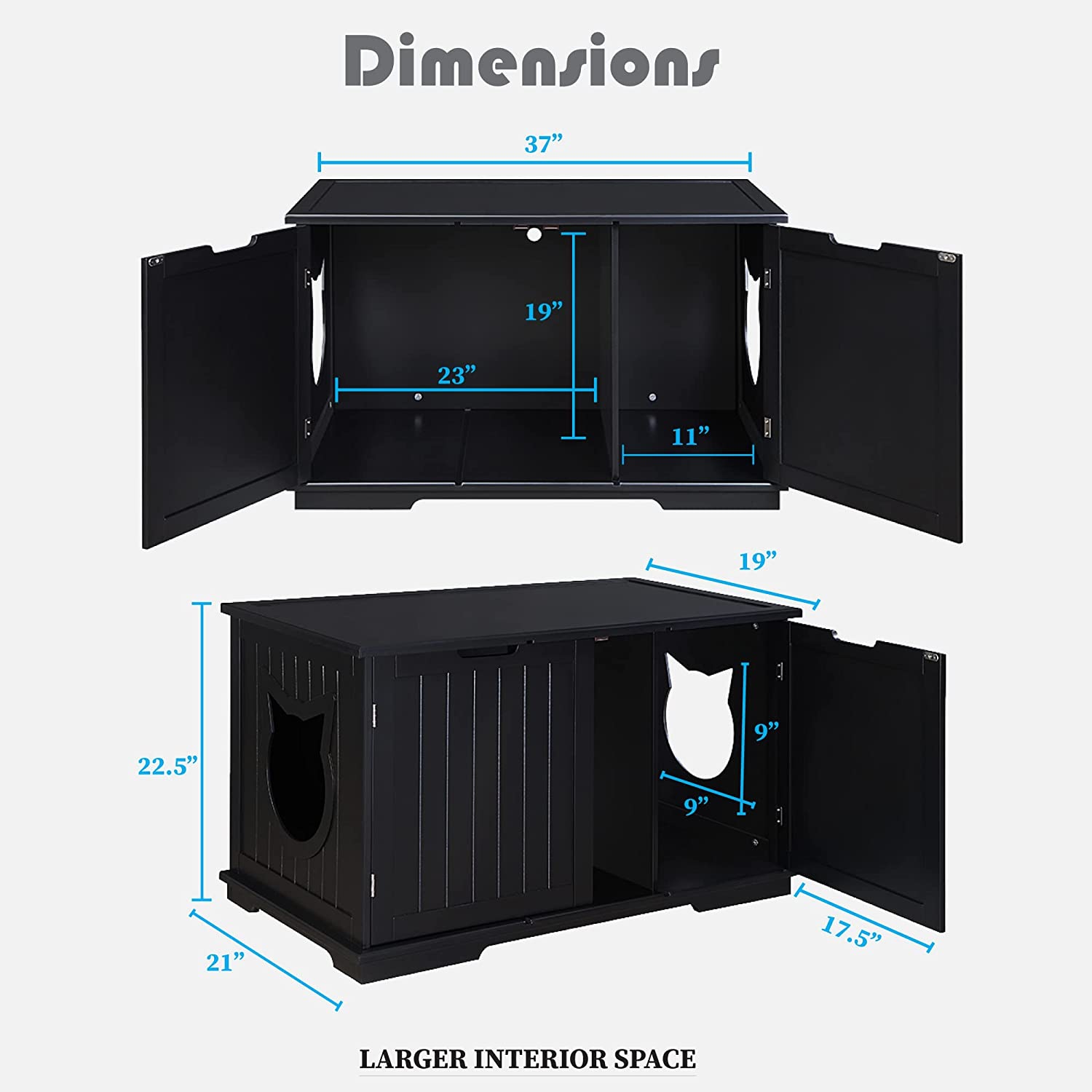 Sweet Barks X-Large Designer Cat Washroom Storage Bench Cat Litter Box Enclosure Furniture Box House with Table, Big Enough for Automatic Litter Box or Two Litter Boxes. Animals & Pet Supplies > Pet Supplies > Cat Supplies > Cat Furniture Sweet Barks   