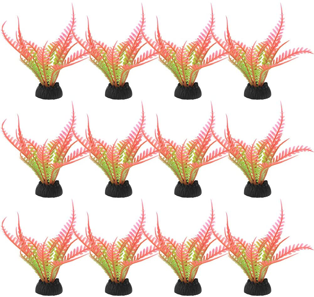 Feelers Artificial Seaweed Plants Aquarium Water Plants for Decoration Fish Tank Plastic Plant Décor Small Size 3.94 Inch Approximate Height, Green, Set of 12 Animals & Pet Supplies > Pet Supplies > Fish Supplies > Aquarium Decor Feelers Pink-12pcs  