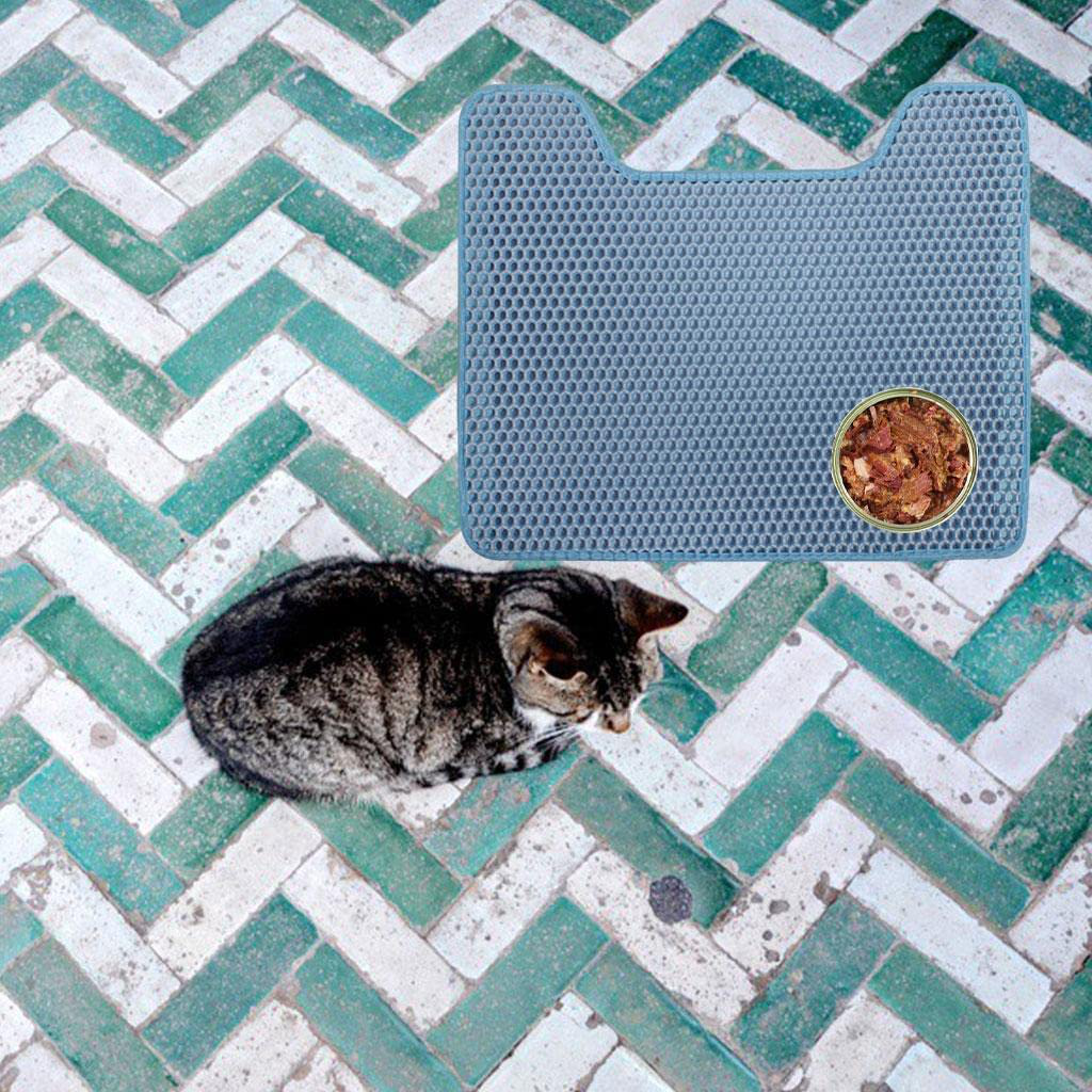 Homyl Non-Slip Cat Litter Mat Pads Washable Rug for Pet Supply Cats Litter Box Kitty - Blue