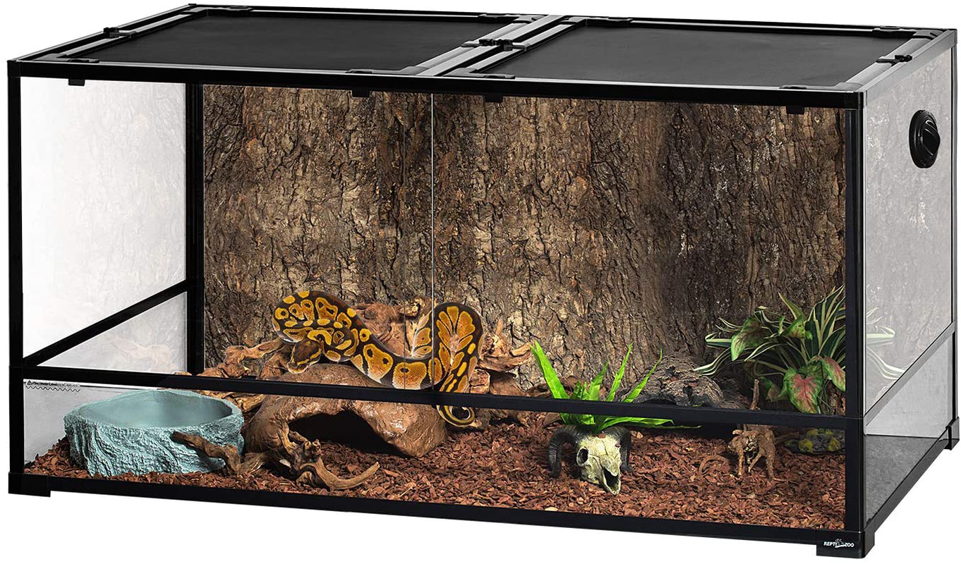 REPTIZOO Large Glass Reptile Terrarium 48" X 24" X 24", Tall & Wide Reptile Habitat Tank 120 Gallon with Sliding Door Screen Ventilation Animals & Pet Supplies > Pet Supplies > Reptile & Amphibian Supplies > Reptile & Amphibian Habitat Accessories REPTI ZOO   