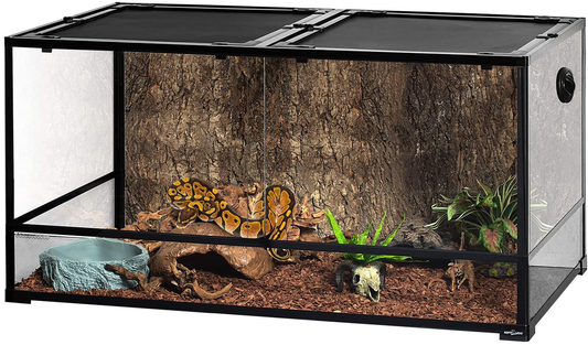 REPTIZOO Large Glass Reptile Terrarium 48" X 24" X 24", Tall & Wide Reptile Habitat Tank 120 Gallon with Sliding Door Screen Ventilation Animals & Pet Supplies > Pet Supplies > Reptile & Amphibian Supplies > Reptile & Amphibian Habitat Accessories REPTI ZOO   