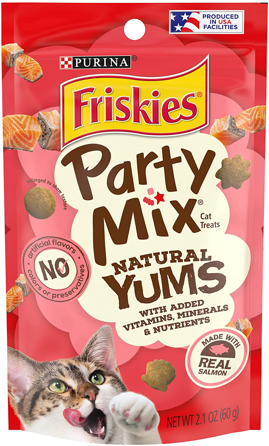 Purina Friskies Party Mix Naturals Adult Cat Treats - (10) 2.1 Oz. Pouches Animals & Pet Supplies > Pet Supplies > Cat Supplies > Cat Treats Purina Friskies Salmon 2.1 oz. Pouch (Pack of 10) 