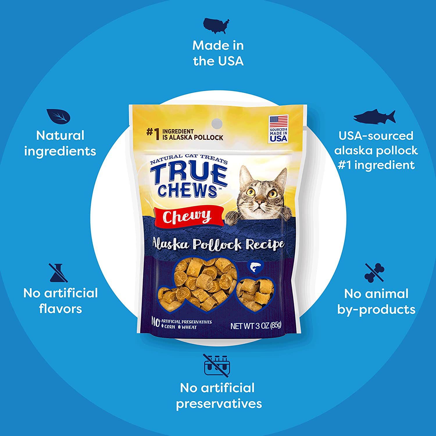 True Chews Cat Chewy Alaska Pollock Recipe 3Oz Animals & Pet Supplies > Pet Supplies > Cat Supplies > Cat Treats True Chews   