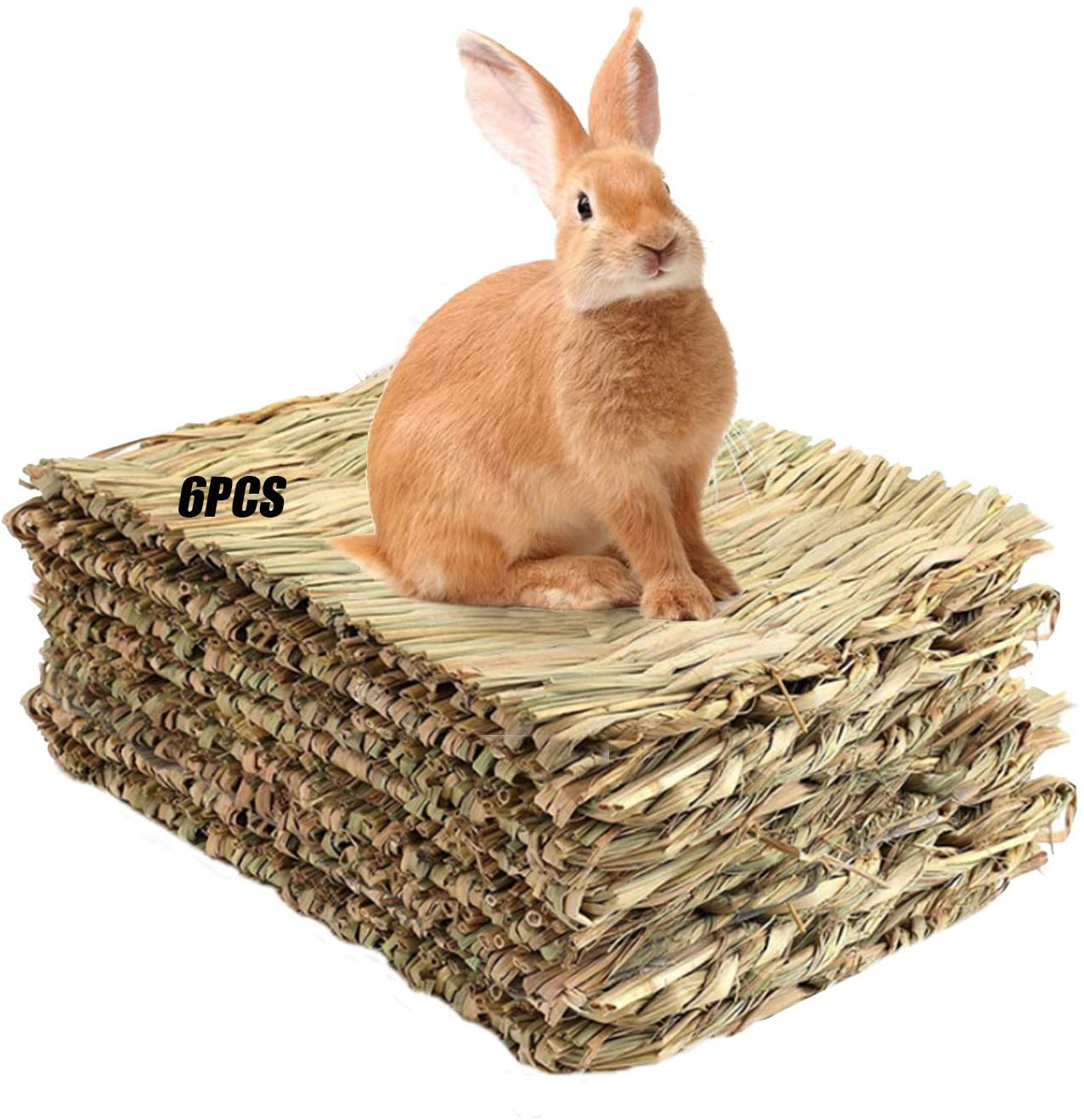 Tfwadmx Rabbit Grass Mat,16.5''X11'' Large Small Animal Natural Woven Straw Bed Hay Sleeping Nest Cage Chew Play Toy for Chinchilla Guinea Pig Ferret Bunny Hamster Rat- Animals & Pet Supplies > Pet Supplies > Small Animal Supplies > Small Animal Bedding Tfwadmx   