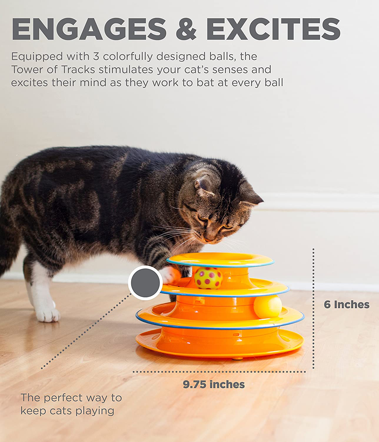 Petstages Cat Tracks Cat Toy - Fun Levels of Interactive Play - Circle Track with Moving Balls Satisfies Kitty’S Hunting, Chasing and Exercising Needs Animals & Pet Supplies > Pet Supplies > Cat Supplies > Cat Toys Petstages   