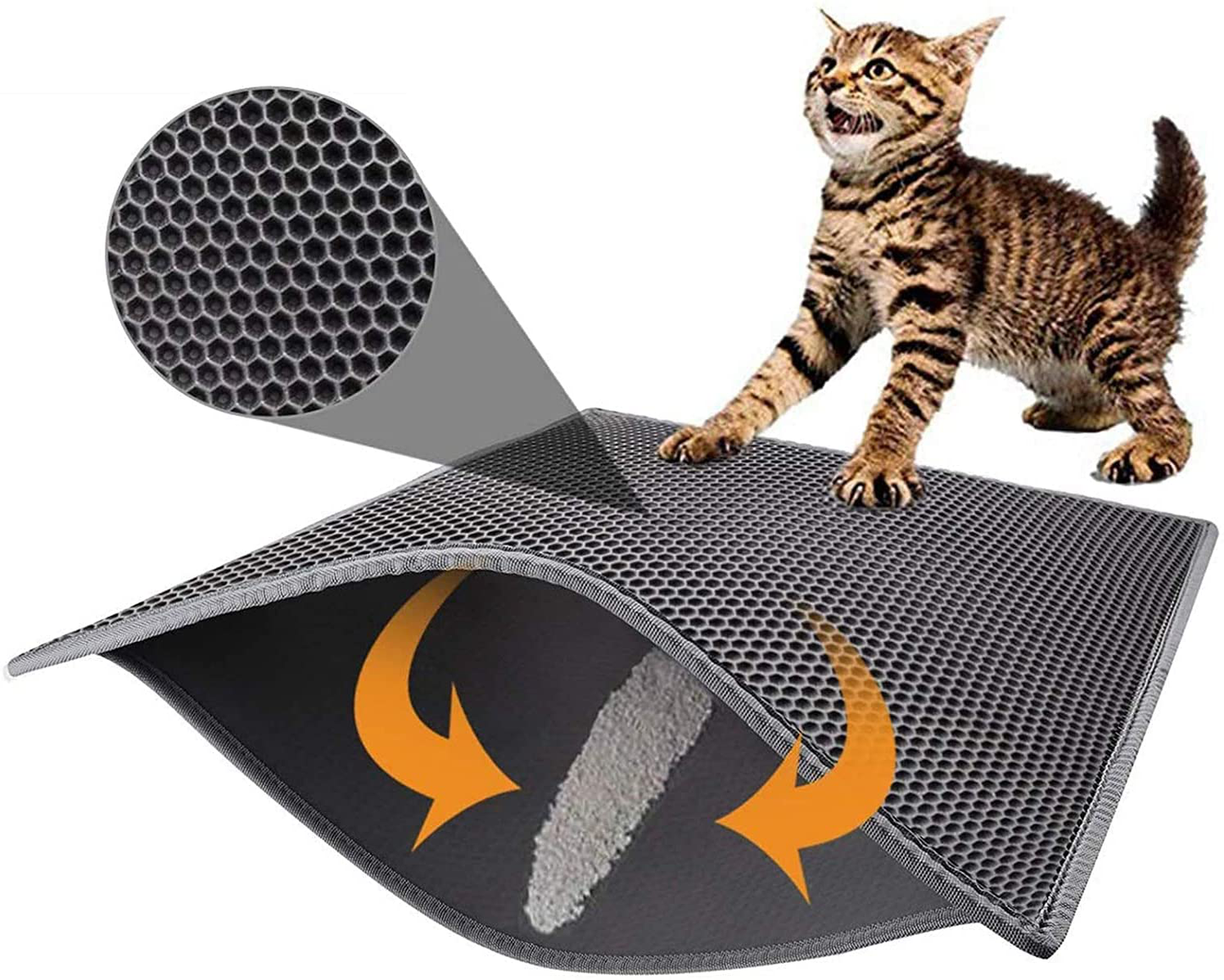 Binyalir Cat Litter Mat Litter Trapping Mat, Honeycomb Double Layer Design Cat Litter Mat EVA anti Slip Double Layer Scatter Control Cat Litter Trapping Pad for Litter Boxes Animals & Pet Supplies > Pet Supplies > Cat Supplies > Cat Litter Box Mats Binyalir   