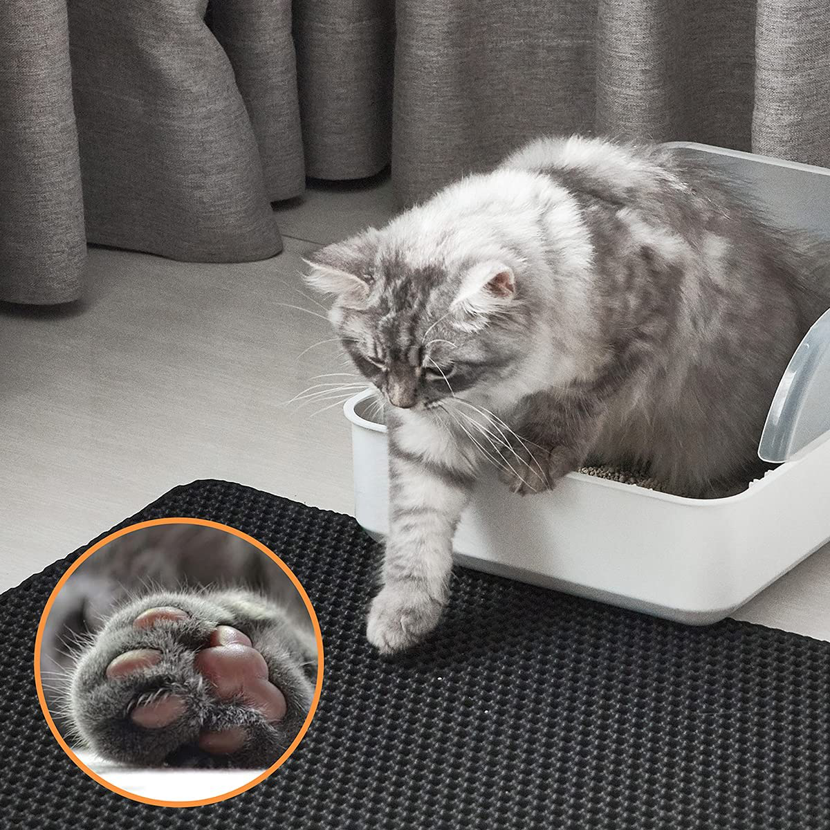 Conlun Cat Litter Mat Kitty Litter Trapping Mat Honeycomb Double Layer, Urine Waterproof, Easier to Clean, Litter Box Mat Scatter Control, Less Waste, Soft on Paws, Non-Slip, 4 Sizes