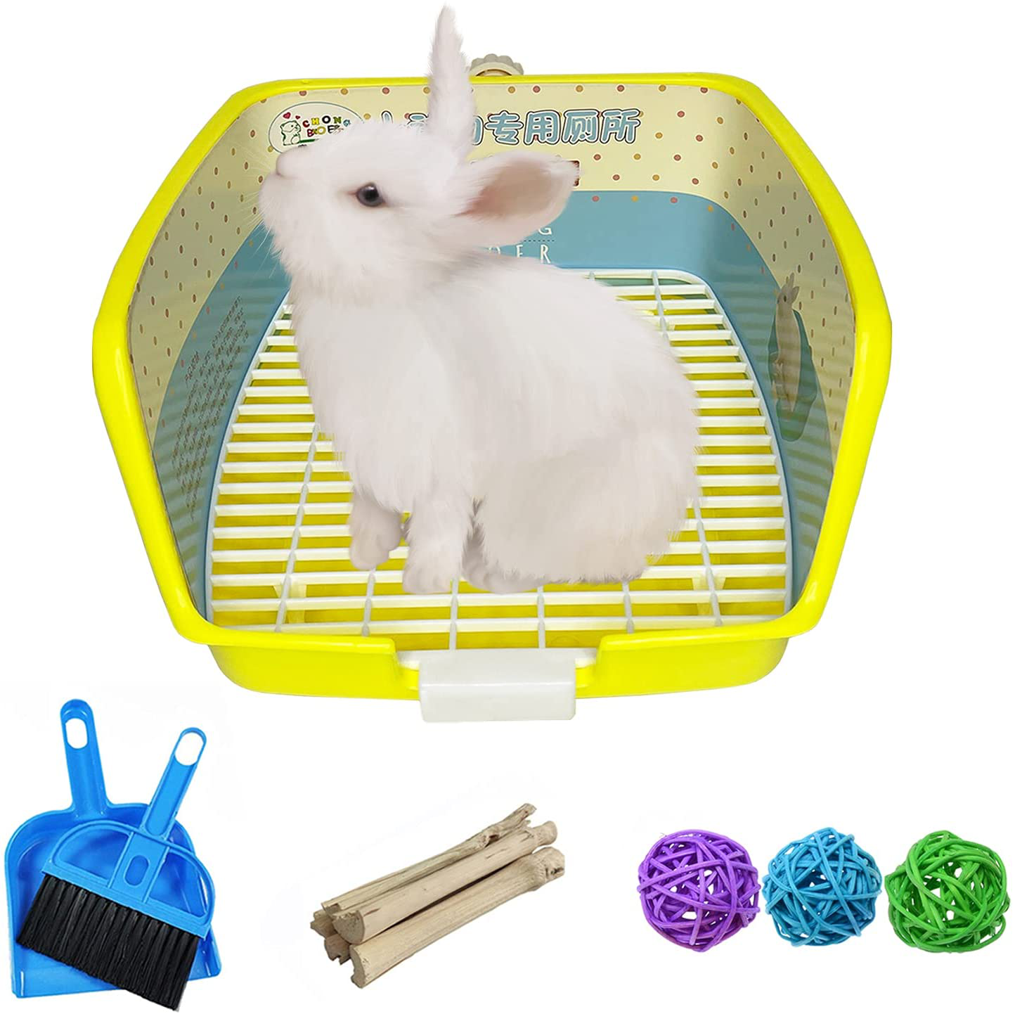 Kathson Bunny Litter Box Pets Toilet Small Animal Potty Trainer Corner Litter Bedding Box Plastic Square Cage Box Pet Pan for Guinea Pig/Hamter/Ferret/Galesaur Animals & Pet Supplies > Pet Supplies > Small Animal Supplies > Small Animal Bedding kathson yellow  