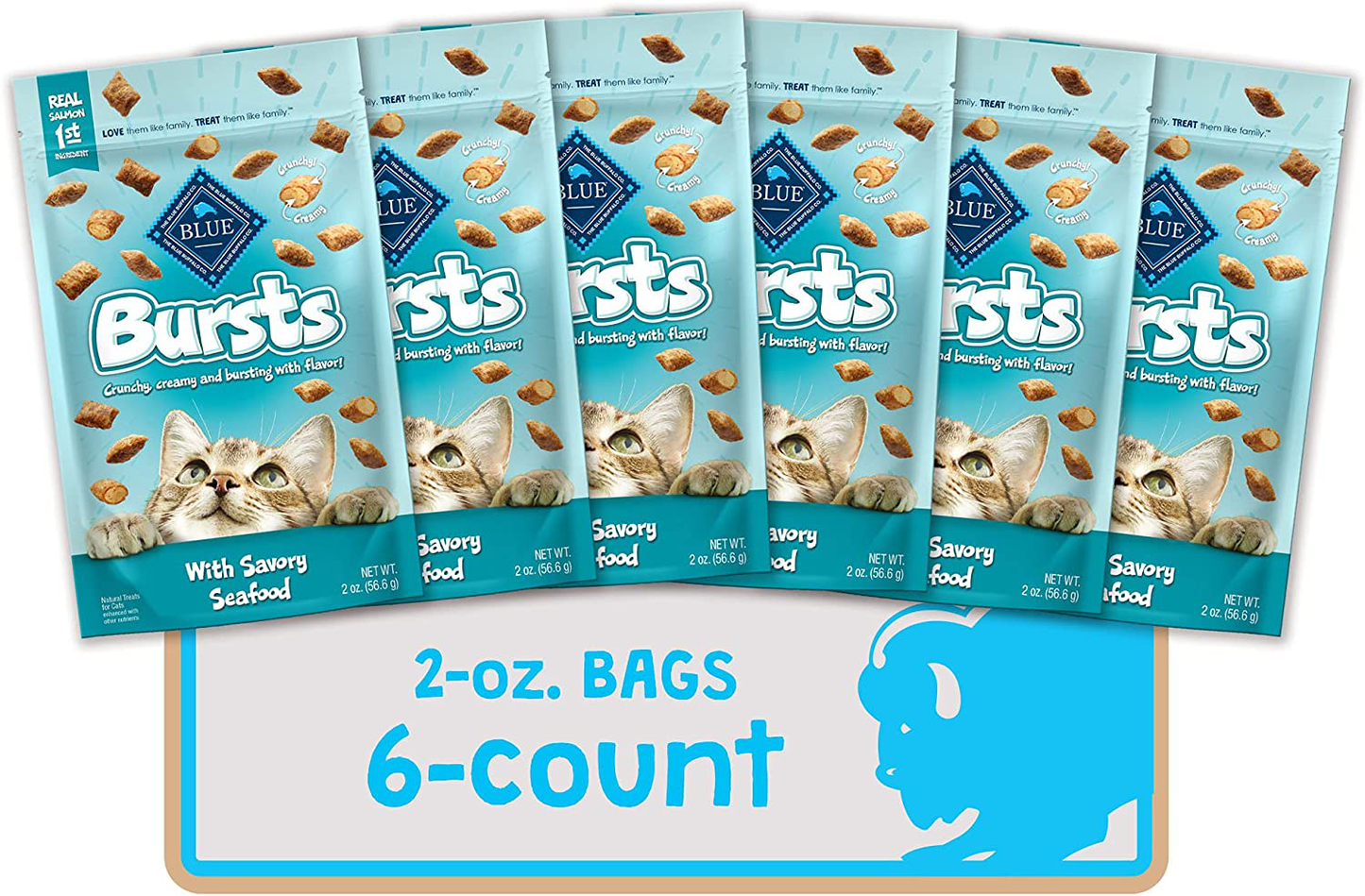 Blue Buffalo Bursts Crunchy Cat Treats Animals & Pet Supplies > Pet Supplies > Cat Supplies > Cat Treats Blue Buffalo Seafood 2 Ounce (Pack of 6) 